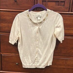 Cream Cardigan with Pearl Detailing